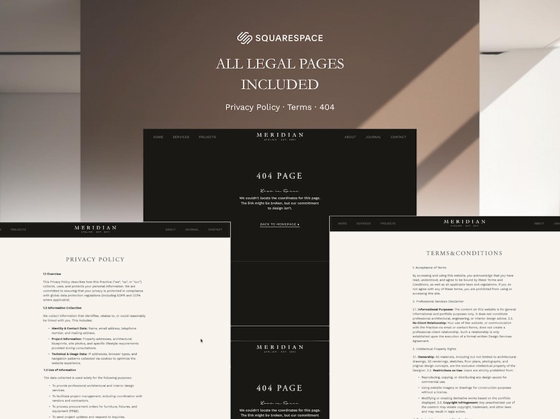 Fully customizable Squarespace About page template for architecture and interior design studios