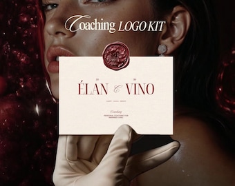 Coach Logo Vorlage | Digital Marketing | Vintage französischer Stil | Burgund & Grün, Opulence Era, Logo-Kit, digitaler Download, Canva