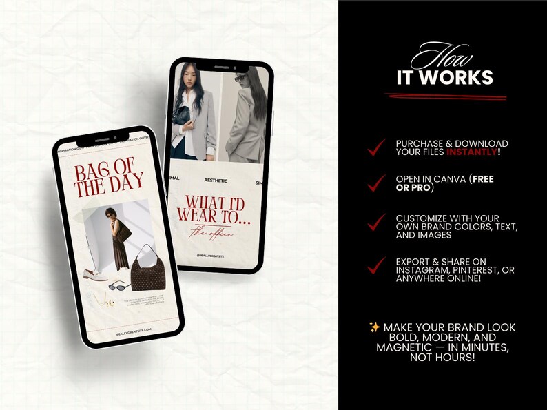 Drag and drop Canva Instagram interface showing how to edit LTK templates. Easy content planner for social media management.