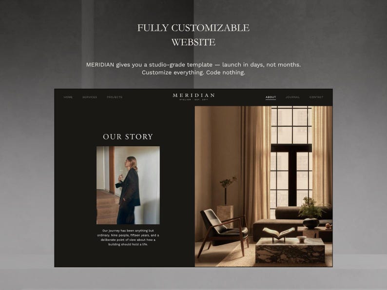 Squarespace website template for interior designers with privacy policy, terms and 404 legal pages included