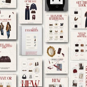 Smartphone mockup displaying aesthetic social media template for fashion influencers. Neutral beige tones for a modern Instagram feed.