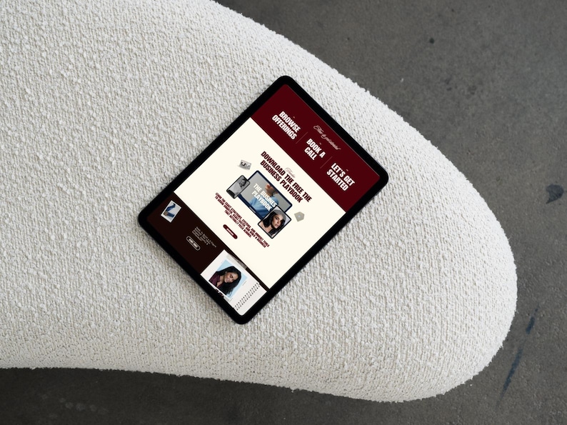 Long scrolling one-page site layout for business mentors showing hero banner, step-by-step process, and coaching package options.
