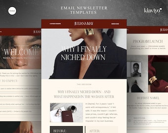 Email Newsletter Template Canva | Klaviyo Flodesk Mailchimp | Coaches Bloggers Course Creators | 30 Luxury Email Marketing Templates