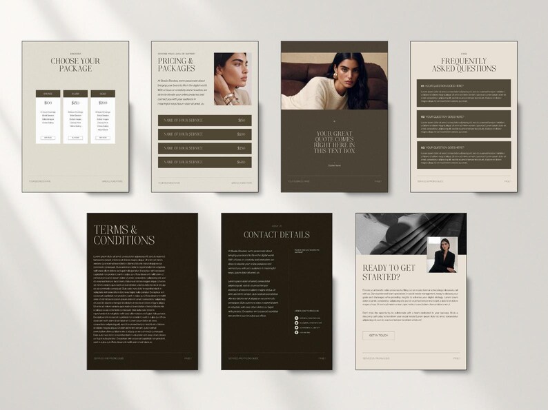 professional coaching proposal cover page variations for a cohesive high-end brand aesthetic.