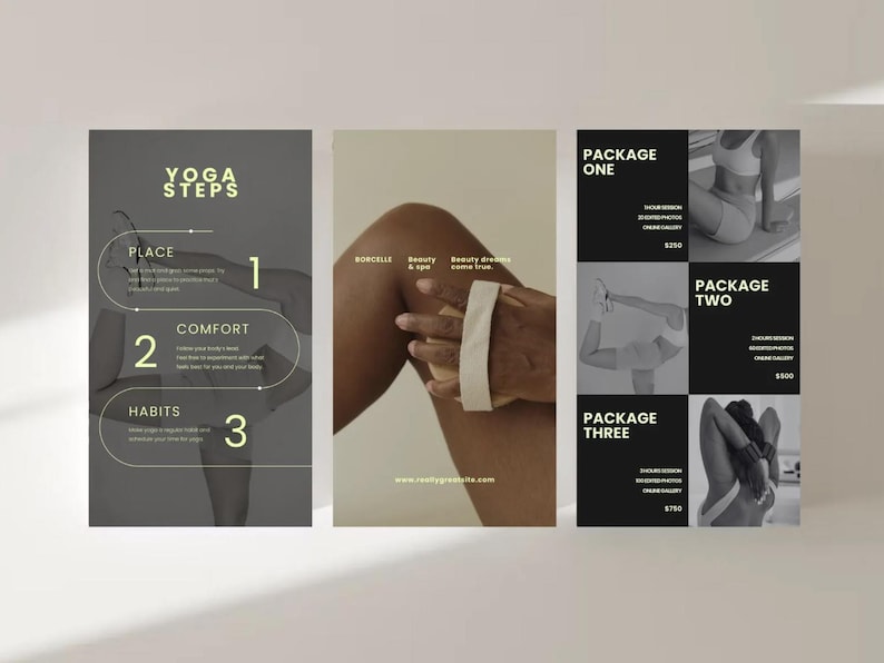 Screenshot showing how to easily edit colors and fonts in Canva for Yoga Studio branding and marketing.