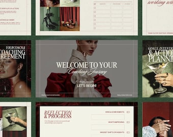 Client Onboarding Template Canva | Coaching Welcome Packet | New Client Kit | Business Coach Agreement | Burgundy Aesthetic