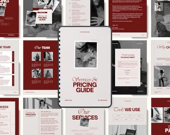 Plantilla de guía de servicios y precios para gestor de redes sociales, tamaño carta/A4 (Canva) (descarga digital)