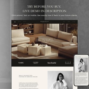 Squarespace portfolio page template for interior designers showcasing curated residential design projects