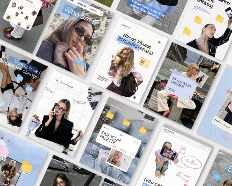 Social media marketing post templates for Instagram Stories, tailored for engagement and branding.