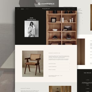 Mobile-first Squarespace template for interior designers and architecture studios shown on three phones