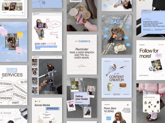 iOS Core Instagram Template | Digital Marketer Faceless Content | Pinterest Inspired Ig Theme Page | Social Media Agency Kit