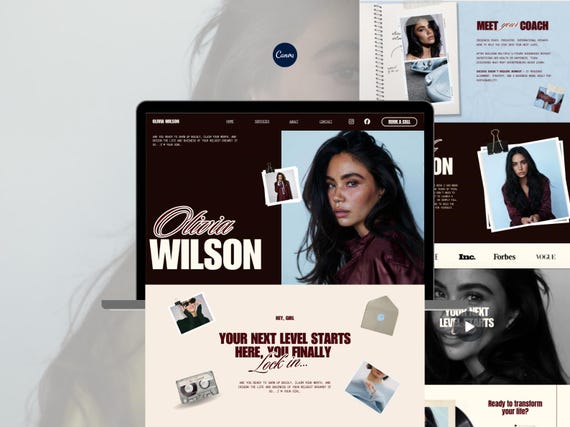 Canva Website Template: Business Coach | Course Creator Sales Page | Virtual Assistant & Mentor Site | Link in Bio | UGC Creator