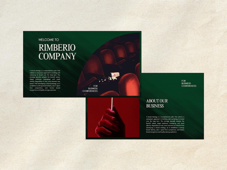 Minimalist title slide design for business proposals. Vintage French aesthetic with bold typography in deep red wine color