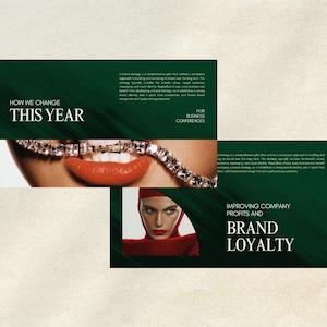 Visual identity slide layout showing brand color palette and typography usage. Brand style guide template for designers