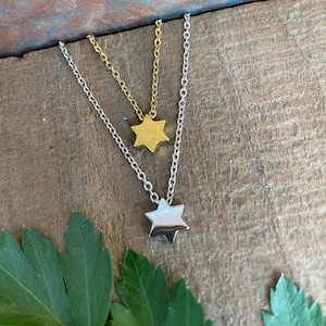 Star of David delicate stainless steel hypoallergenic never fade necklace Jewish minimalist silver gold