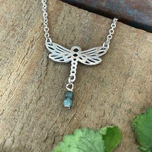 Dragonfly Delicate silver chain necklace stainless steel tarnish-free 16-18 inches Hypoallergenic