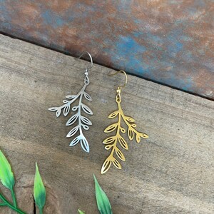 Dangle Vine branch Earrings stainless steel tarnish-free Hypoallergenic gold silver
