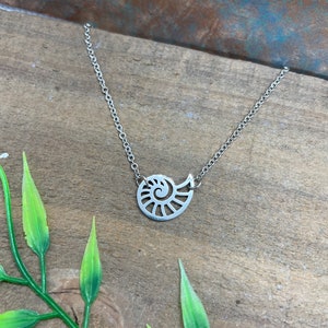 Delicate silver chain necklace stainless steel tarnish-free 16-18 inches Fibonacci Shell Spiral Hypoallergenic