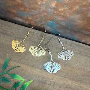 Gingko Leaf hope resilience peace strength Earrings stainless steel tarnish-free silver gold Hypoallergenic