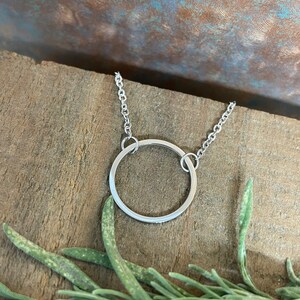 Open Circle Delicate silver chain necklace stainless steel tarnish-free 16-18 inches minimalist hypoallergenic