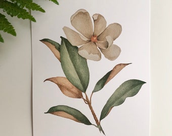 Watercolor Magnolia 5x7 Art Print