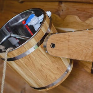 Cubo de roble para sauna, 10 L, con inserto de acero inoxidable – cubo de pared, cubo de agua fría para sauna y banya