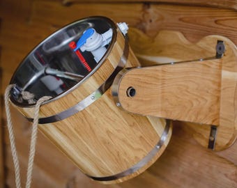 Cubo de roble para sauna, 10 L, con inserto de acero inoxidable – cubo de pared, cubo de agua fría para sauna y banya
