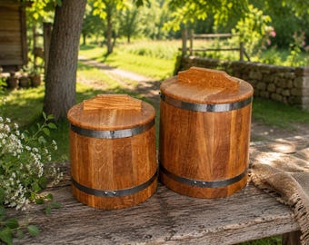 Barril de roble con tapa de 5 a 15 litros. Barril de madera para fermentación y encurtido. Barril de fermentación para chucrut, pepinos, verduras y carne.