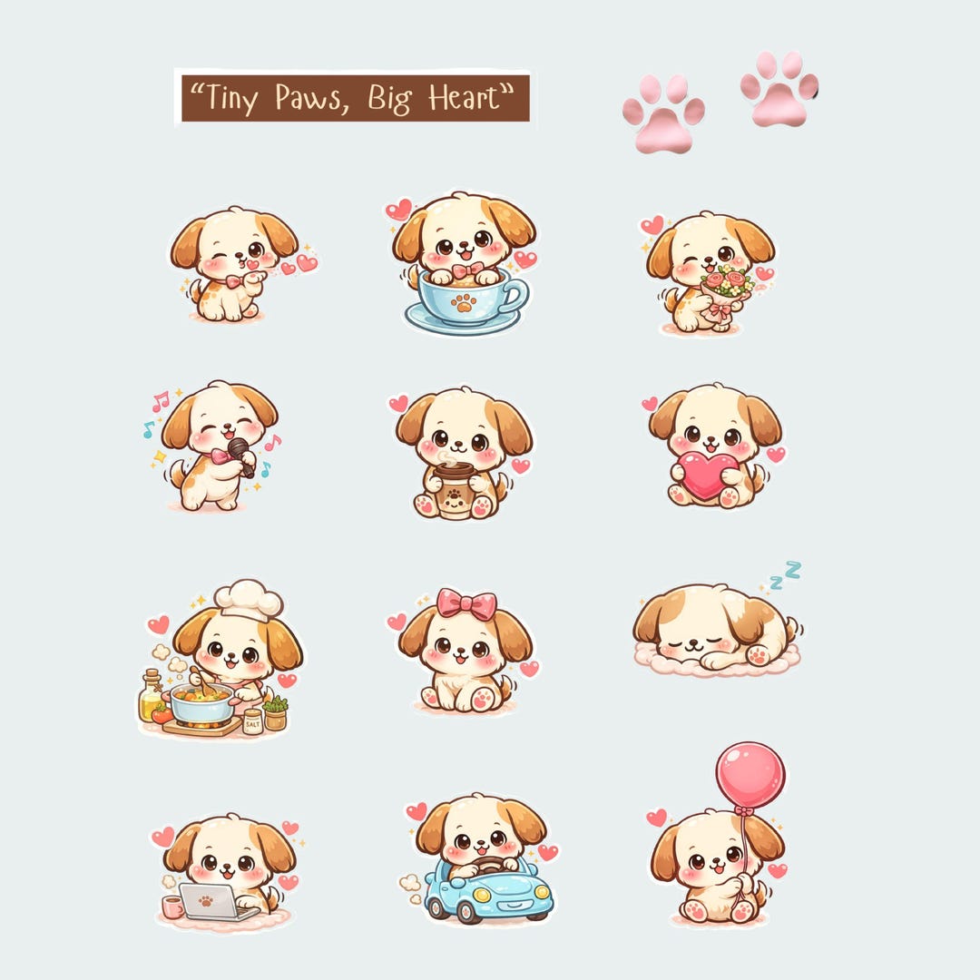 Kawaii Dog Stickers – Puppy Illustrations, Pastel Animal Stickers for ...