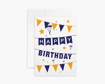 Birthday Card + Word Search Game - Blue Banner