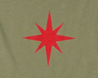 Star Olive Green Graphic Tee Womens Limited Edition Organic Cotton