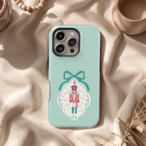 Funda para teléfono Cascanueces Navideño en Menta Pastel: Funda estética para iPhone 17 16 15 14 13 12 11 + MagSafe, Samsung S25 S24 S23 Regalo original