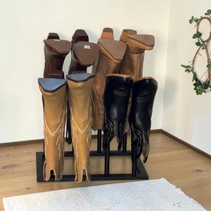 Metal Tall Boot Rack Organizer, Free Standing 8 Pair Storage Stand