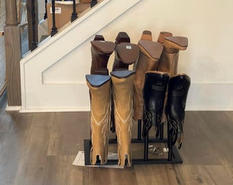 Metal Tall Boot Rack Organizer, Free Standing 8 Pair Storage Stand