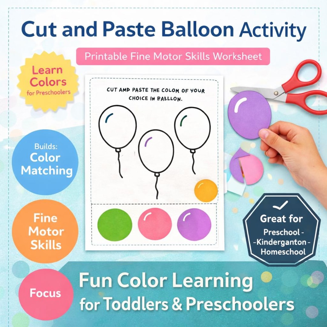 Balloon Color Matching Activity | Fine Motor Skills Worksheet ...