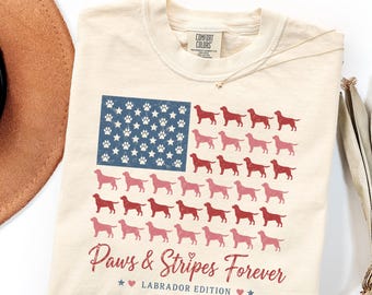 Comfort Colors Labrador Mom Shirt Gift, Patriotic USA 250 Dog Lover Tee