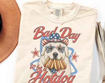 Comfort Colors Great Pyrenees Shirt Gift, Funny Patriotic Hotdog Dog Tee
