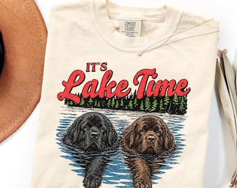 Comfort Colors Newfoundland Lake Shirt, Dog Mom Gift, Vintage Summer Sweatshirt