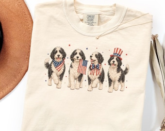 Comfort Colors Goldendoodle Shirt Gift, Patriotic Dog Mom 4th Of July Tee