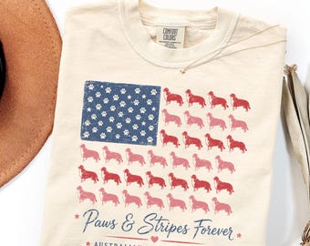 Comfort Colors Australian Shepherd Shirt Gift, Patriotic Aussie Mom USA 250