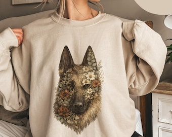 Comfort Colors German Shepherd Floral Skull Sweatshirt Gift