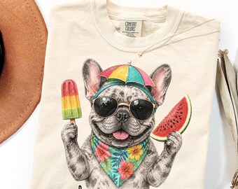 Comfort Colors French Bulldog Shirt Gift, Summer Dog Mom Tee