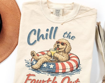 Comfort Colors Goldendoodle Fourth Shirt Vintage Patriotic Dog Gift Tee