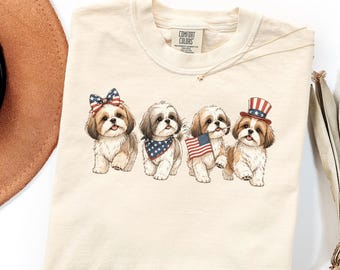Camiseta Comfort Colors para mamás de Shih Tzu, regalo, sudadera patriótica para perros