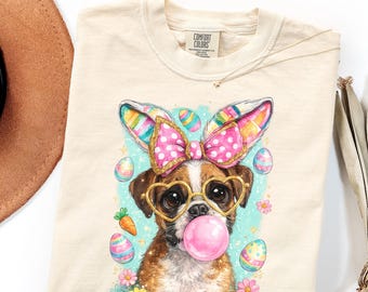 Comfort Colors Easter Boxer Shirt Gift Cute Bubble Bunny Puppy Tee