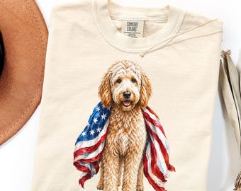 Comfort Colors Goldendoodle Shirt Gift, Patriotic Doodle Mom Tee