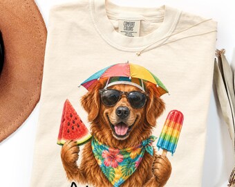 Comfort Colors Golden Retriever Shirt Gift, Summer Dog Tee
