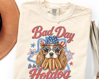 Comfort Colors Cavalier Mom Shirt Gift, Funny Patriotic Hotdog Dog Sweatshirt