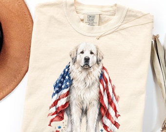 Comfort Colors Great Pyrenees Shirt Gift, Patriotic Dog Mom Tee
