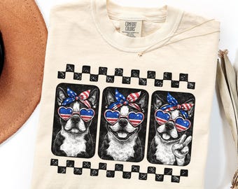 Comfort Colors Dog Mom Shirt Gift, Boston Terrier Patriotic Graphic Sweatshirt